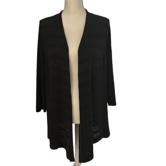 Eileen Fischer Silk Blend Open Front 3/4 Sleeve Semi Sheer Cardigan Sz Lg - Picture 1 of 11